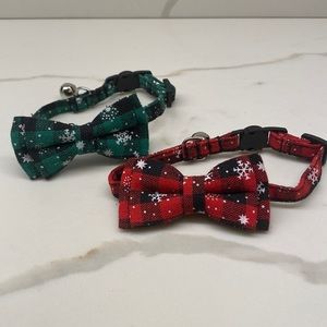 Bowtie Kitty Christmas collars snowflakes plaid bells new